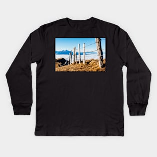 View on Central Swiss Alps on Sunny Foggy Winter Day Kids Long Sleeve T-Shirt